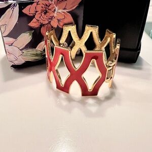 Chic Gold and Red Cuff Bracelet